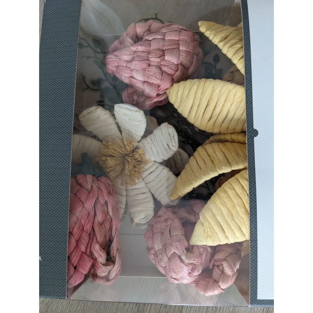 Threshold Vase Filler 11 Piece Pink Yellow Rattan Flower Decor Floral Set